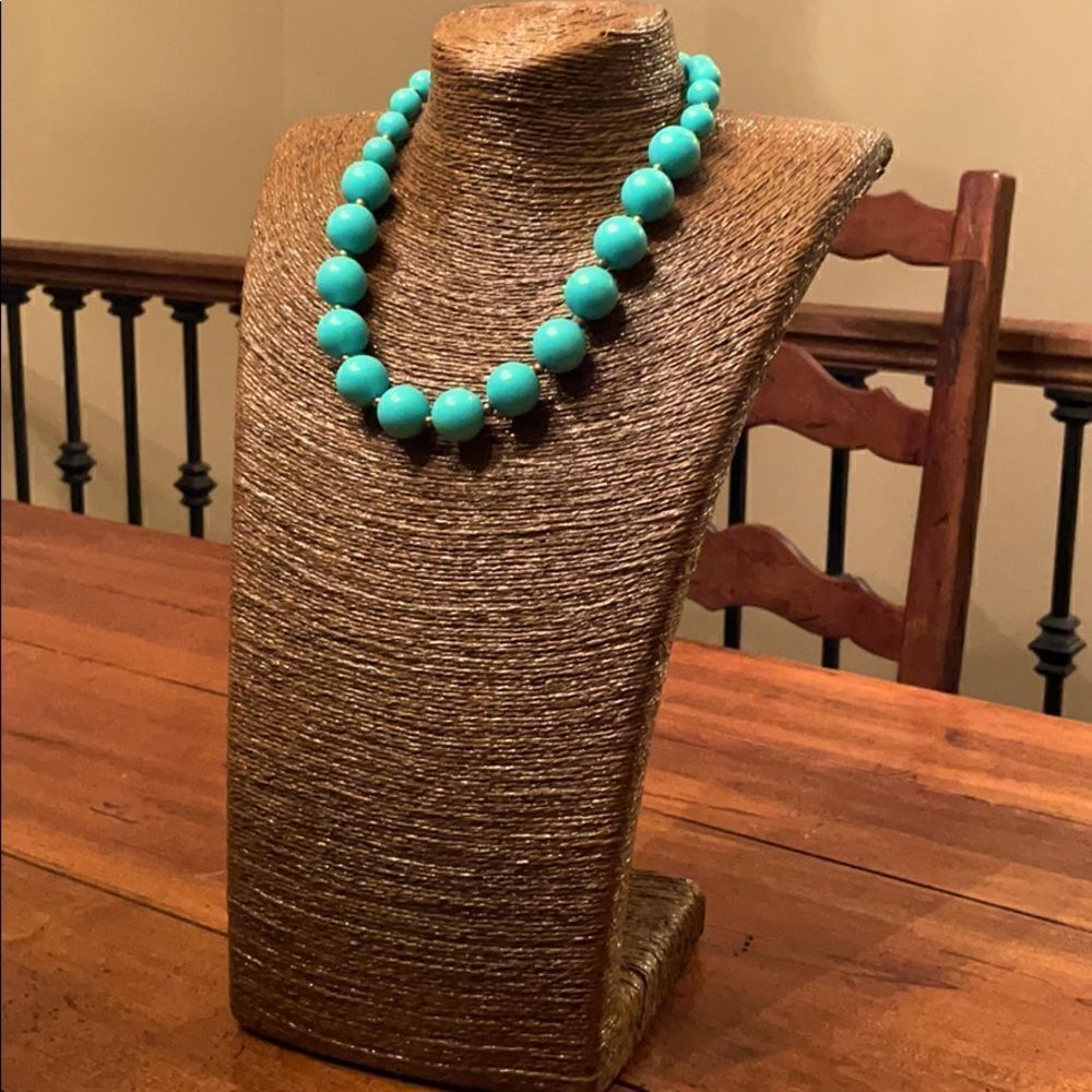 Vintage Turquoise Green Beaded Statement Necklace